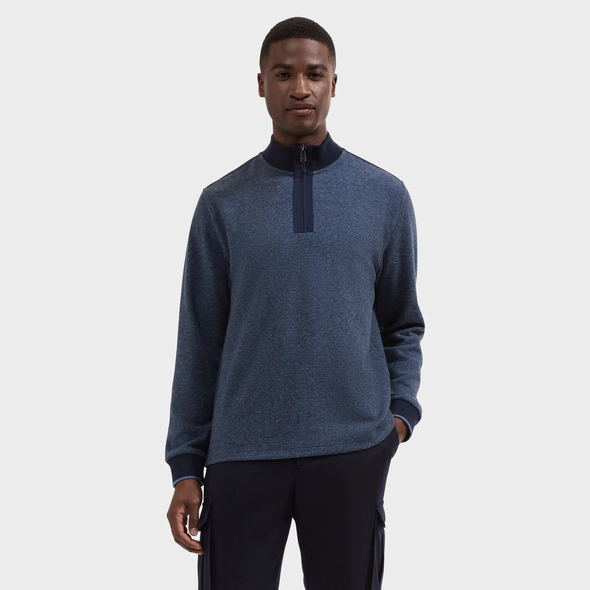 Houndstooth Quarter-Zip Pullover (KF2340K78)
