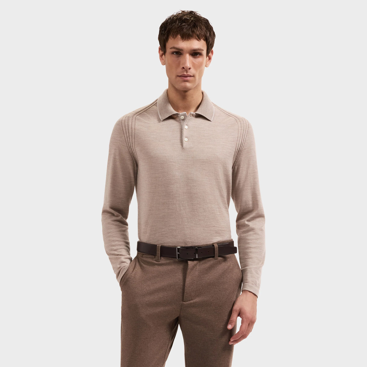 Merino Long-Sleeve Polo Sweater (KH509PO1)