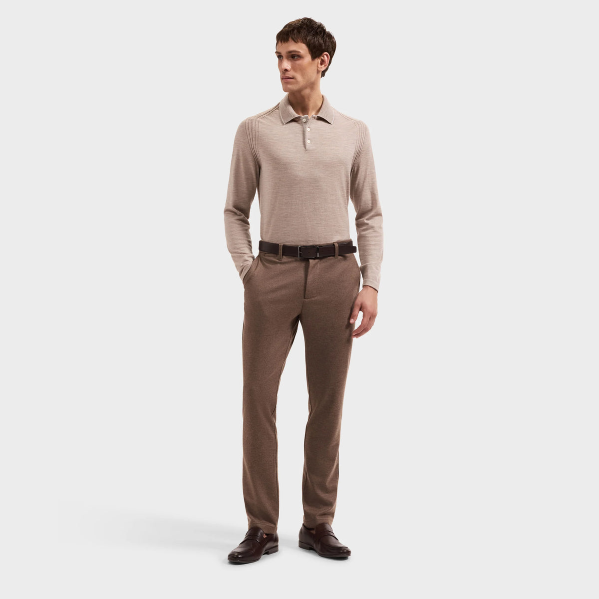 Merino Long-Sleeve Polo Sweater (KH509PO1)