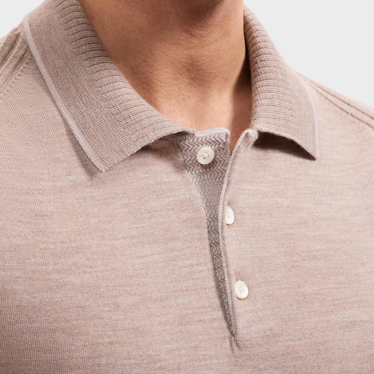 Merino Long-Sleeve Polo Sweater (KH509PO1)