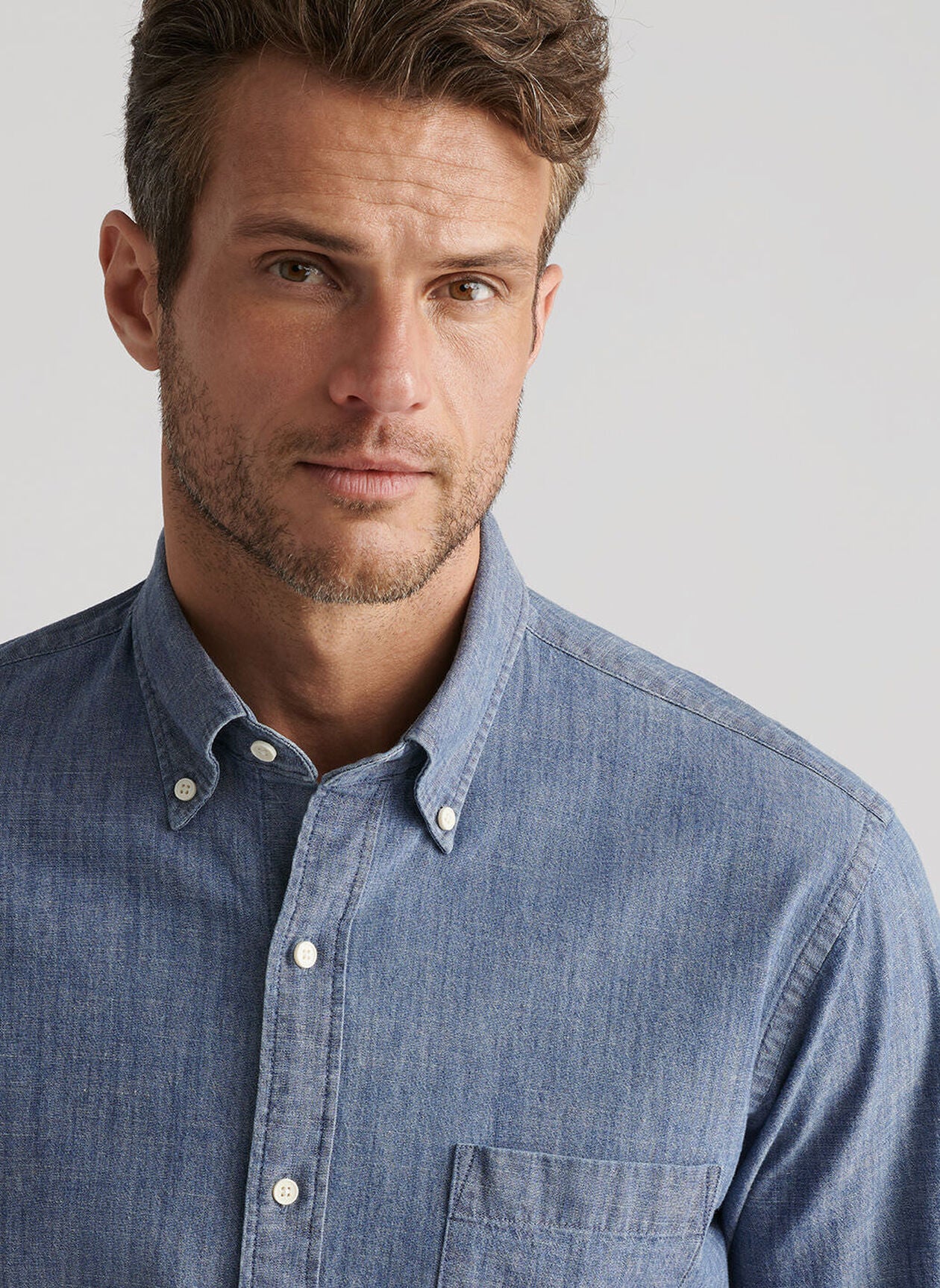 Tamworth Chambray Cotton-Stretch Sport Shirt (MA25W70LTV)