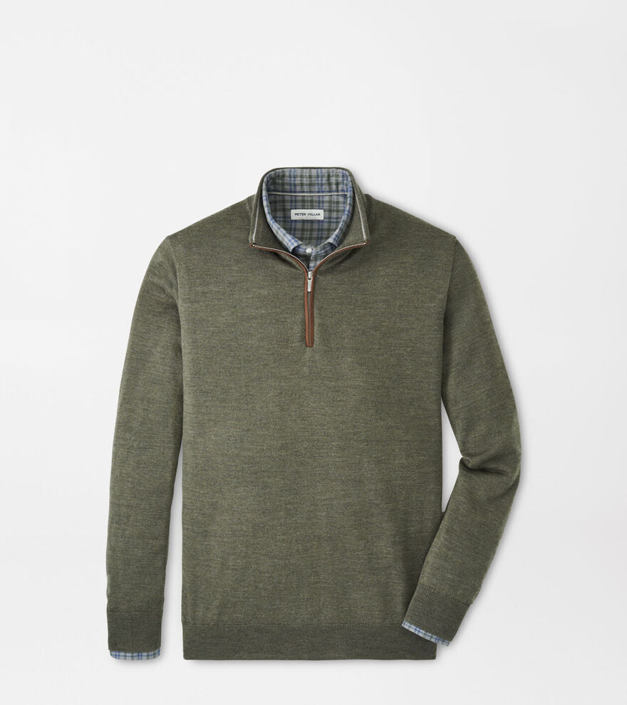 Autumn Crest Suede Trim Quarter-Zip - Basil (MF25S03)