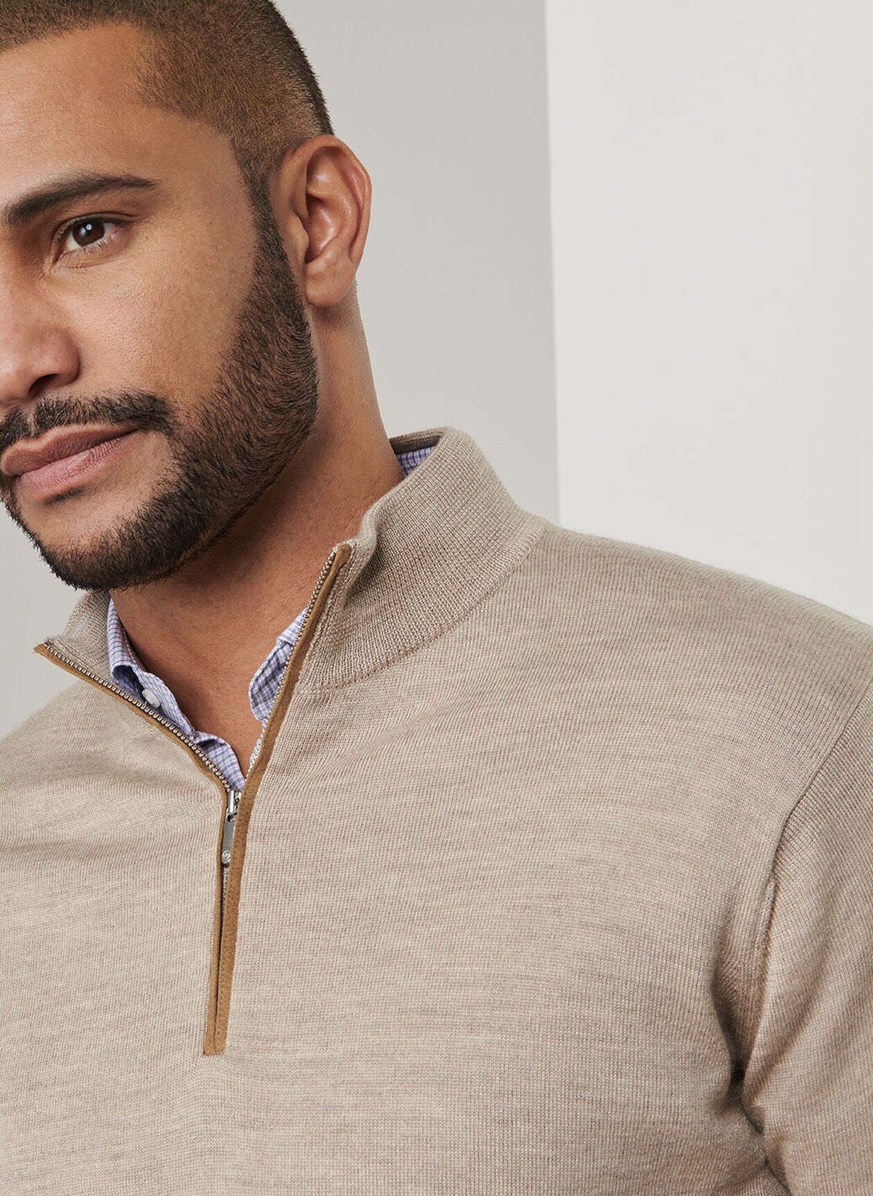 Autumn Crest Suede Trim Quarter-Zip (MF25S03)