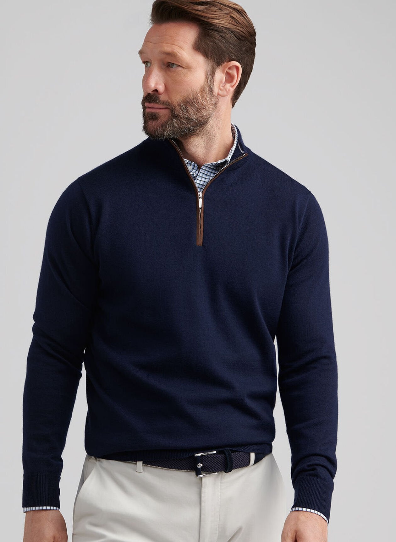 Autumn Crest Suede Trim Quarter-Zip (MF25S03)