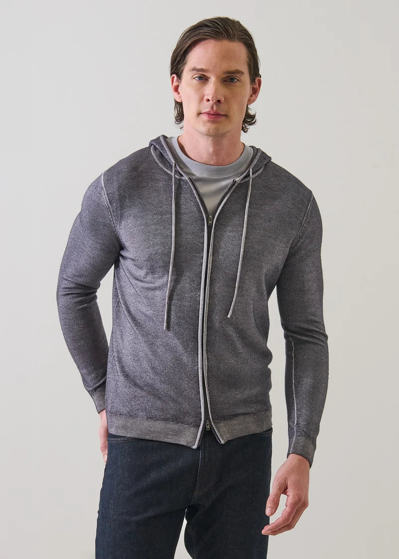 Extra-Fine Merino Wool Vintage Wash Full Zip Hoodie (P114H19C)