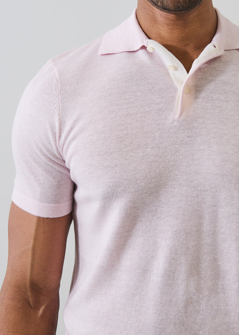 Merino Linen Contrast Placket Polo (P144P32B)
