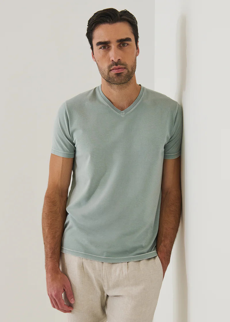Pima Cotton Stretch Vintage Wash V-Neck T-Shirt (P95V01X)