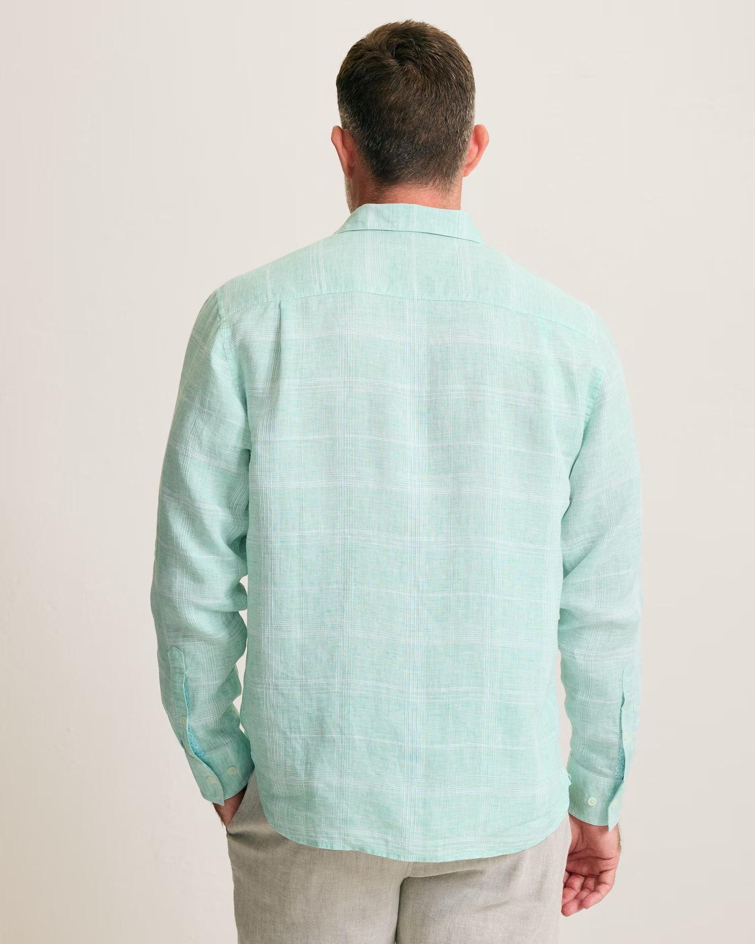 Paradisio Plaid Linen Long-Sleeve Shirt (ST327160)
