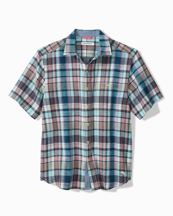 Barbados Breeze Tavira Check Stretch-Linen Shirt (ST327597)