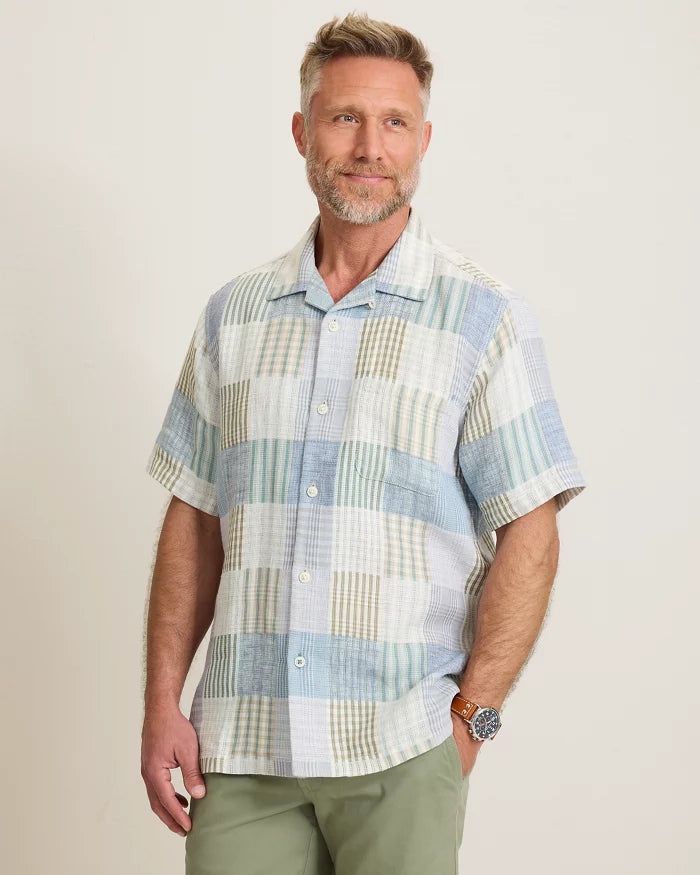 Patchwork Sands Linen-Blend Camp Shirt (ST327617)
