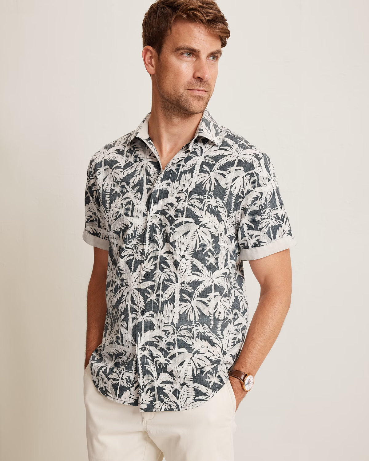 Nova Wave Nero Palms Cotton-Blend Shirt (ST327623)