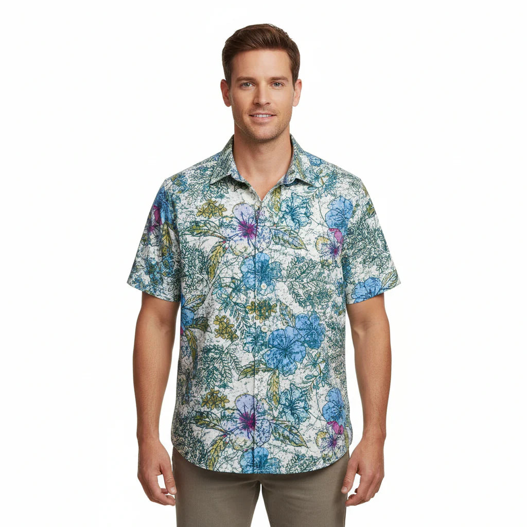 Sand Linen Al Fresco Blooms Camp Shirt  (ST327631)