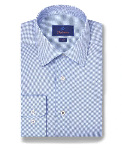 Sky Micro Geometric Print Dress Shirt (TBSP11009454)