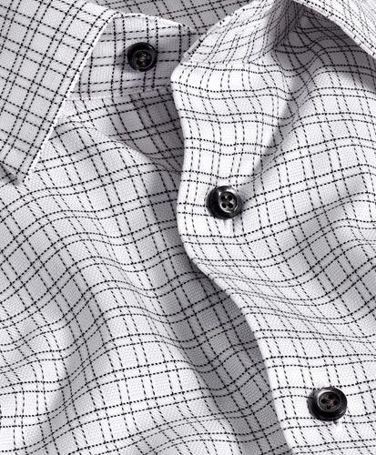 White & Black Dobby Check Dress Shirt (TBSP11809115)