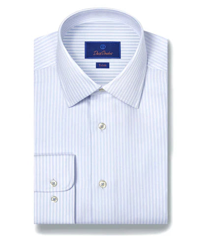 White & Sky Herringbone Stripe Dress Shirt (TBSP11950136)
