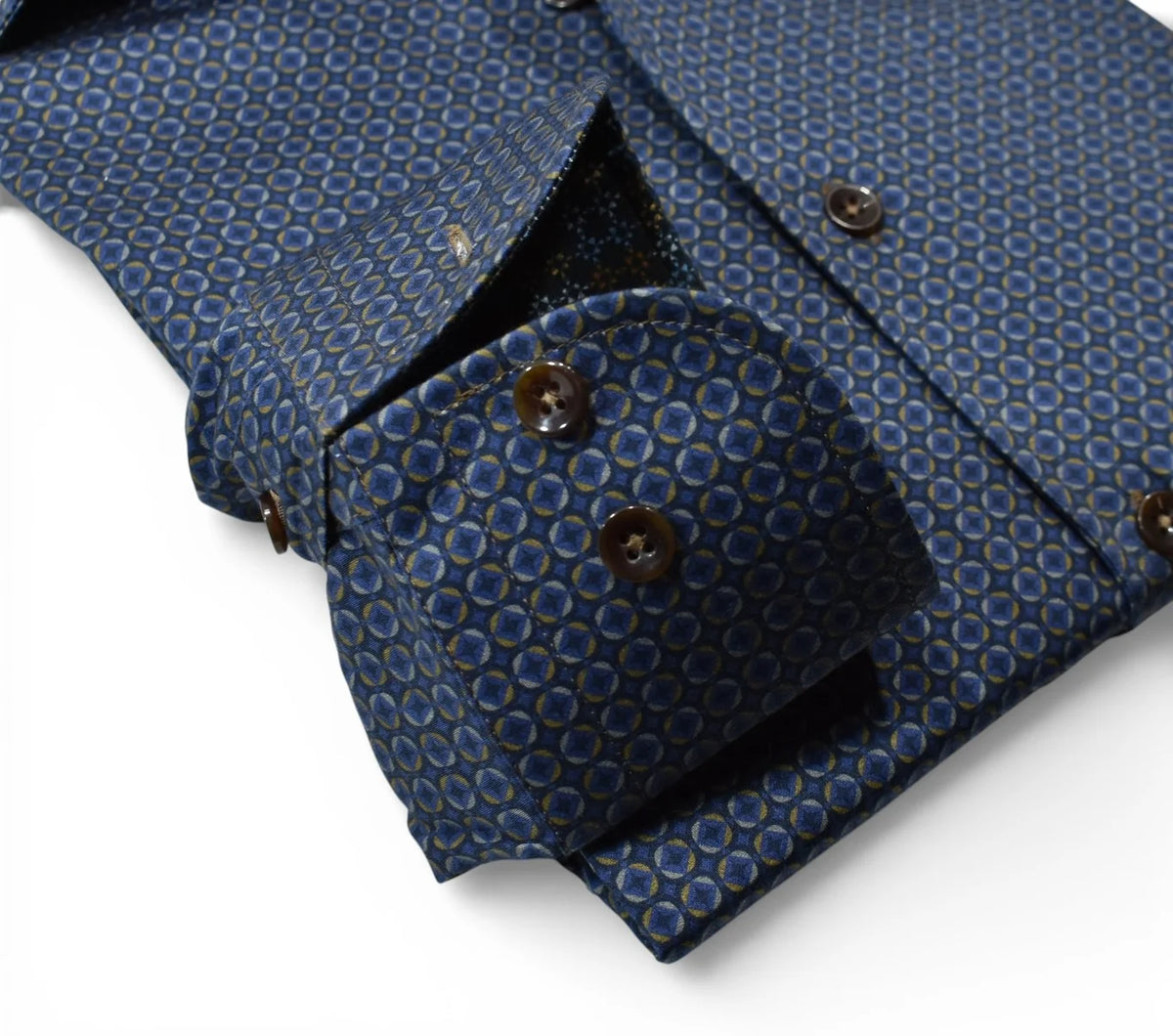 Navy Concentric Geometric Sport Shirt (W248)