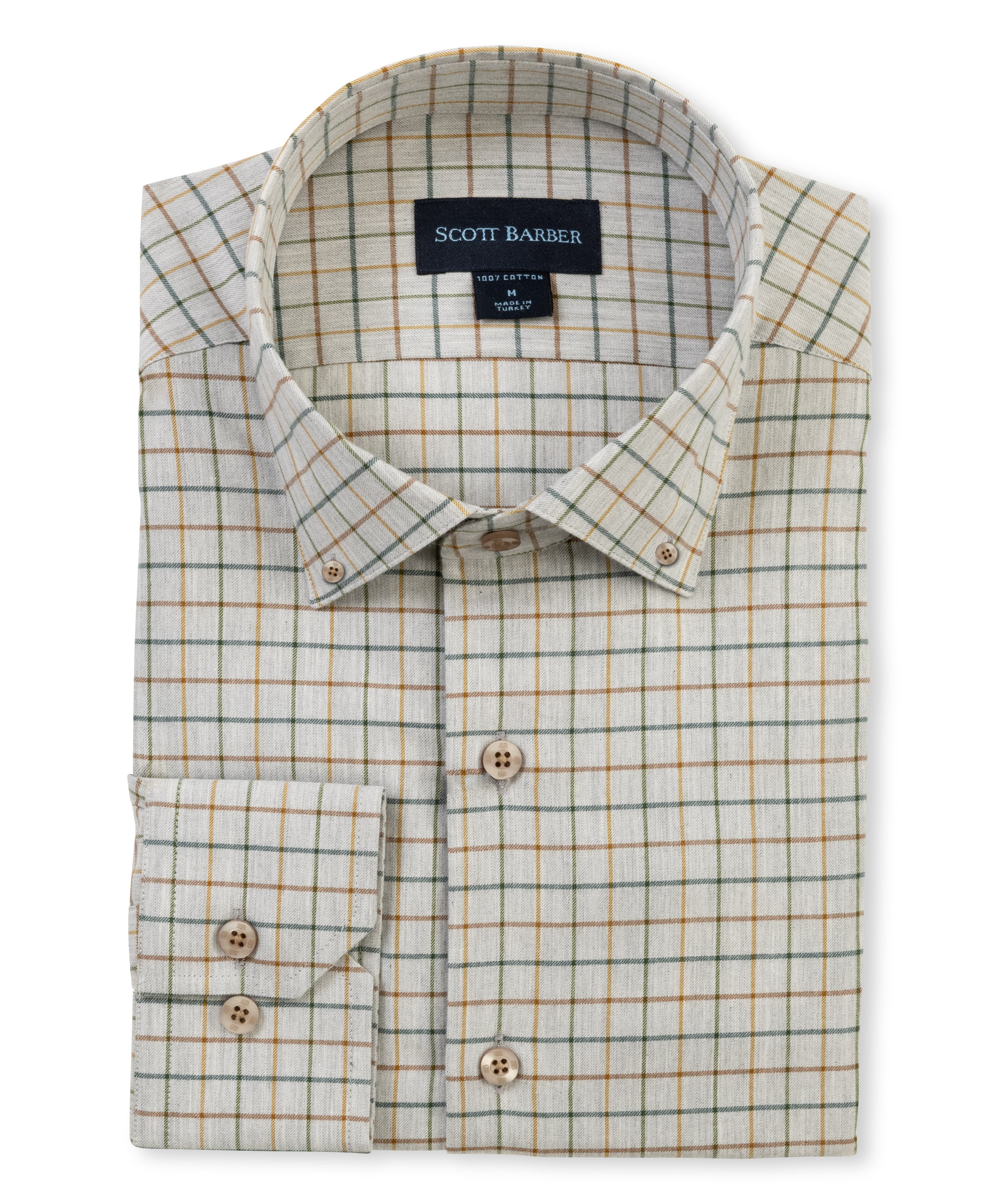 Windowpane Twill Button-Down Shirt (77107)