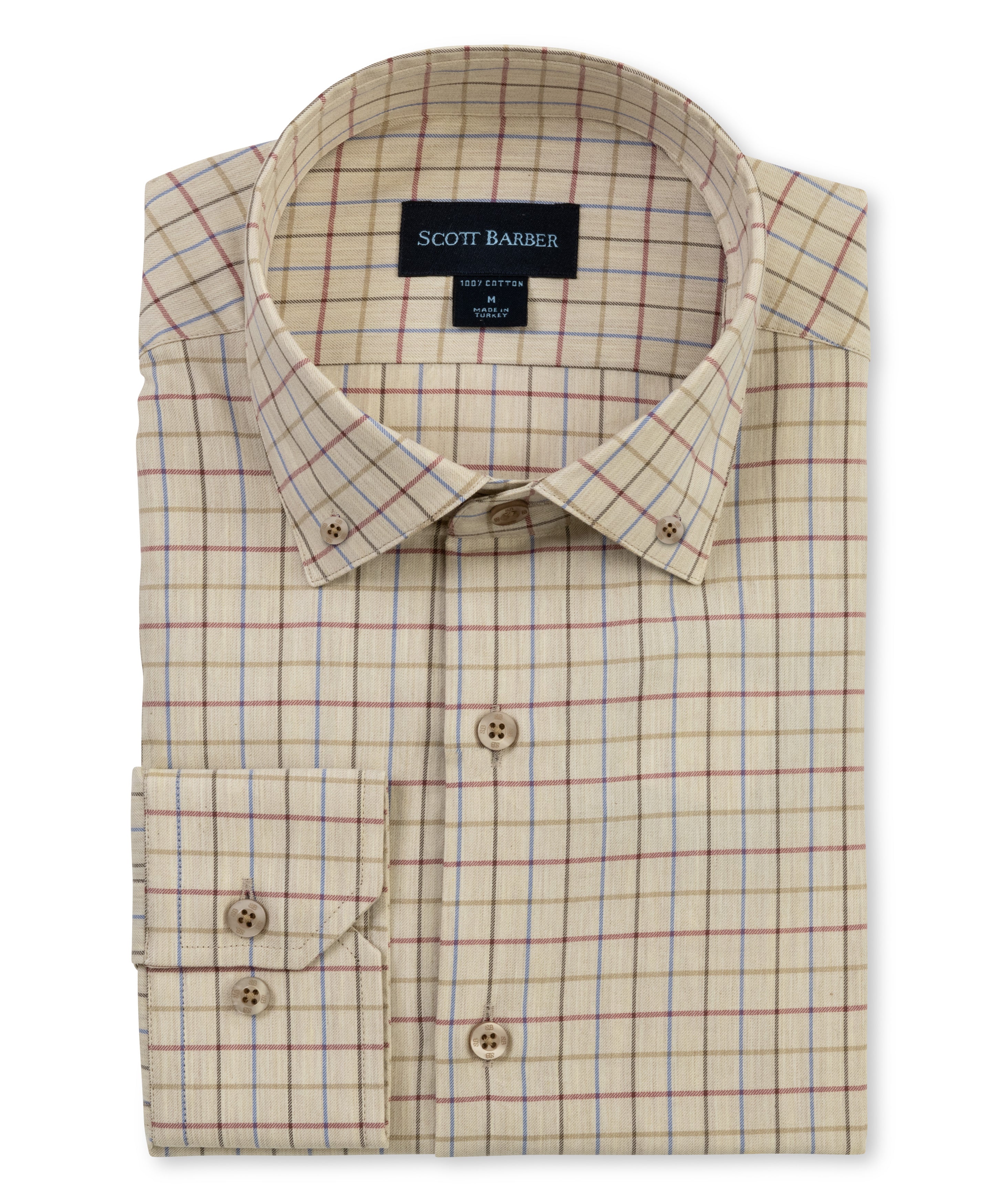 Windowpane Twill Button-Down Shirt (77106)