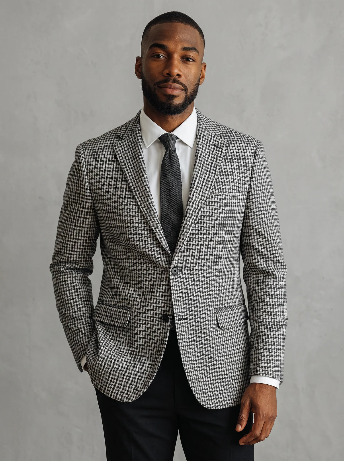 Porto Grey Houndstooth Knit Sport Coat