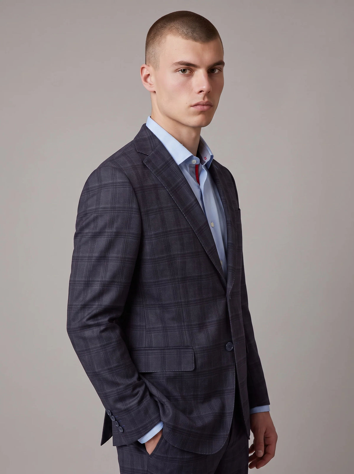 Hillsboro Navy WIndowpane Cotton Knit Sport Coat