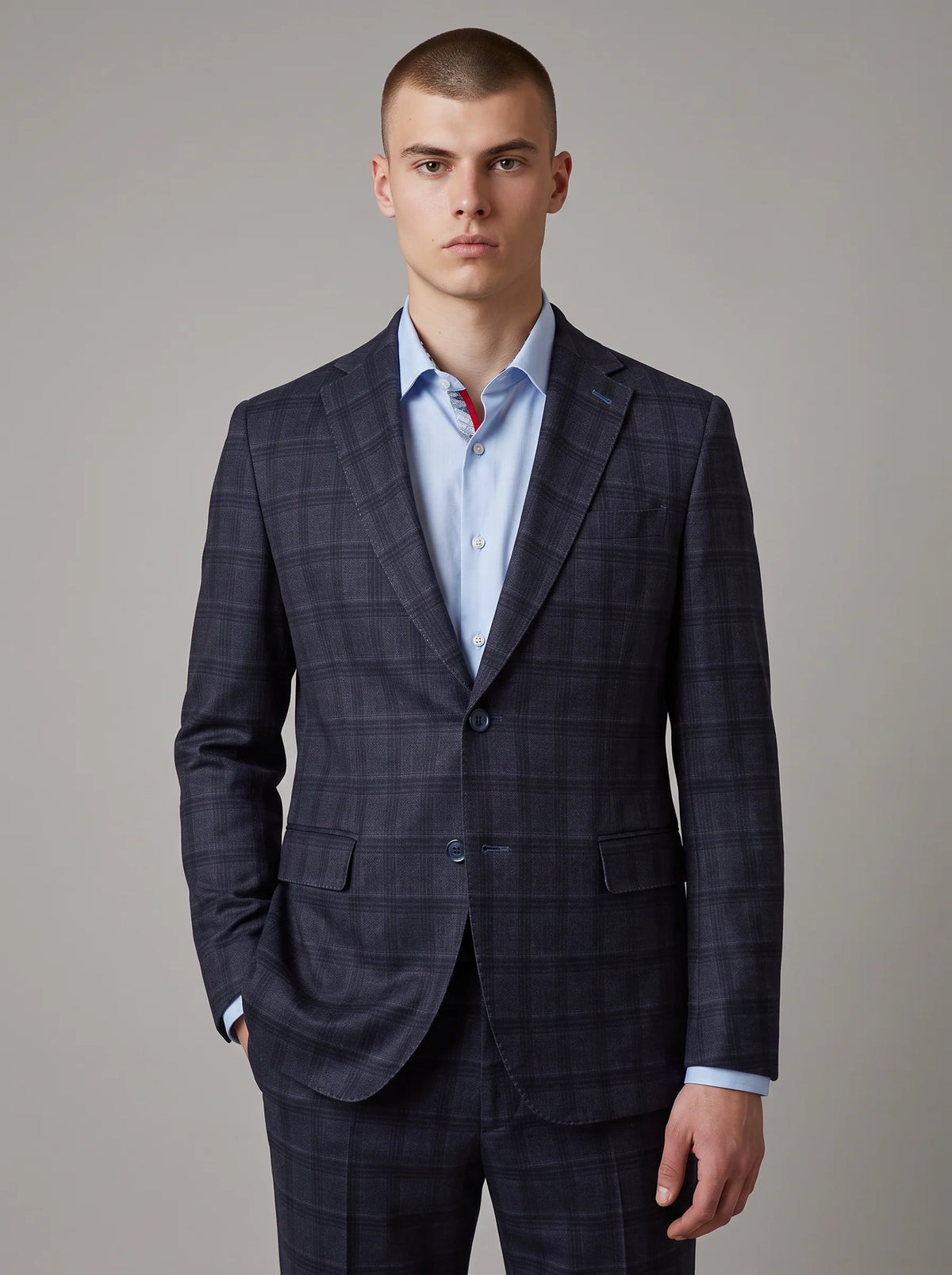 Hillsboro Navy WIndowpane Cotton Knit Sport Coat