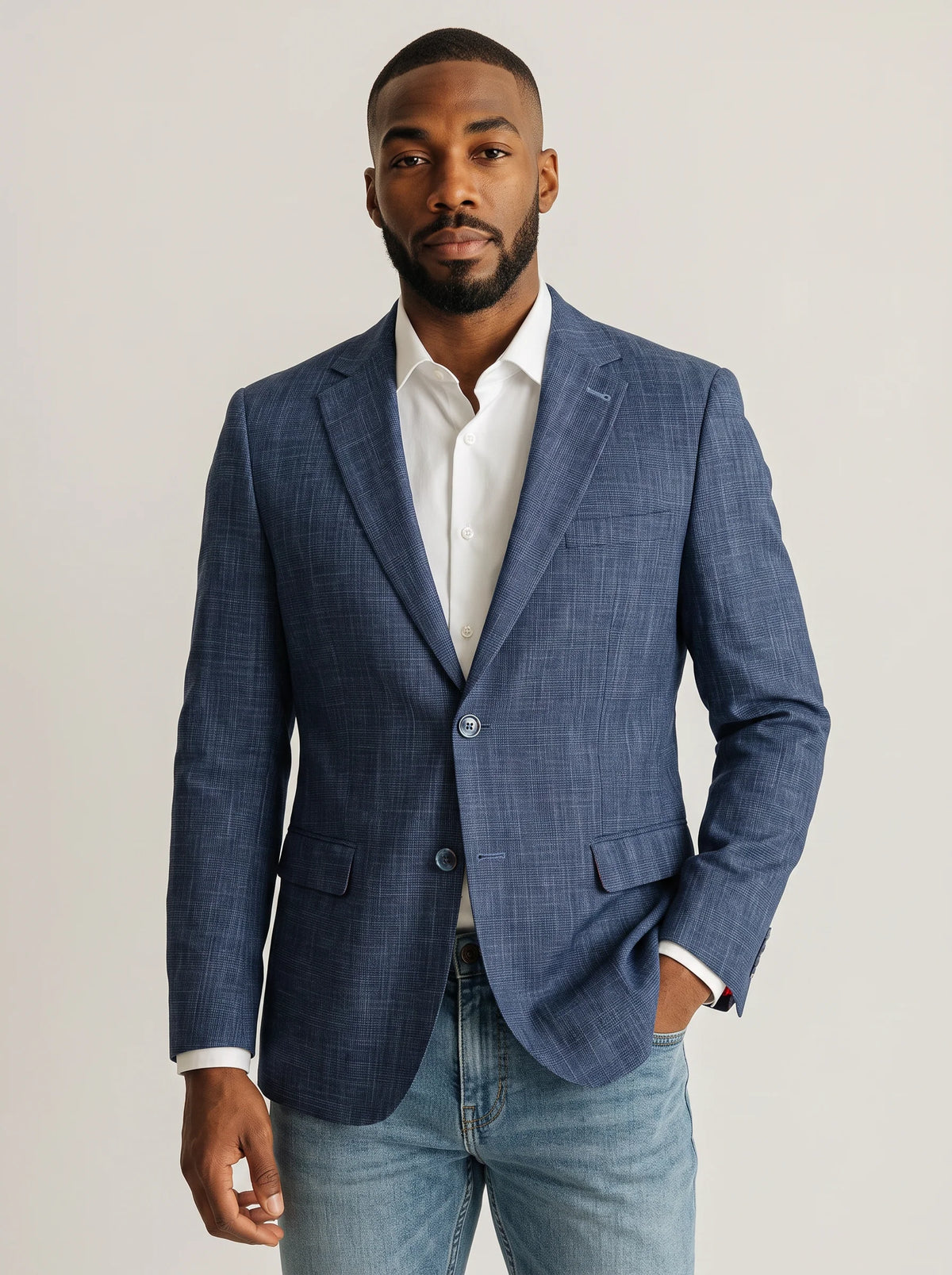 Dalton Navy Glen Plaid Stretch Woven Sports Coat
